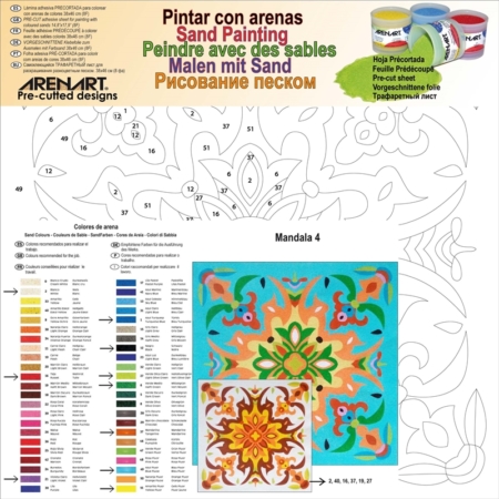 LÁMINA PARA PINTAR CON ARENA MANDALA 4 38 X 38 CM