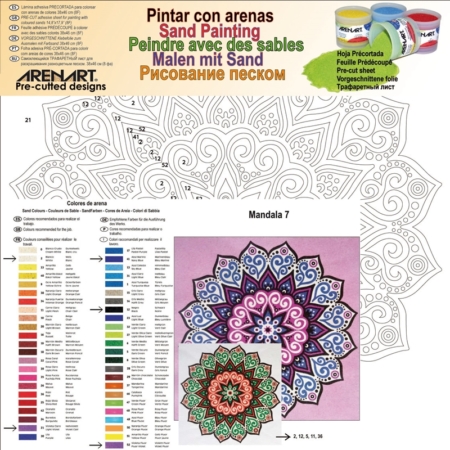 LÁMINA PARA PINTAR CON ARENA MANDALA 7 38 X 38 CM