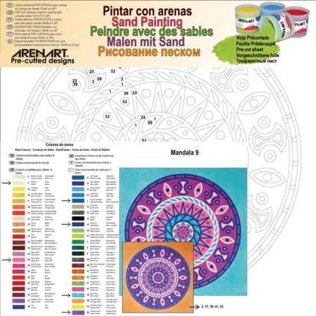 LÁMINA PARA PINTAR CON ARENA MANDALA 9 38 X 38 CM