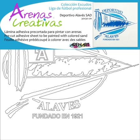 LÁMINA PARA PINTAR CON ARENA ESCUDO DEPORTIVO ALAVÉS 30 X 30 CM