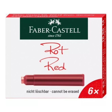 CAJA DE 6 CARTUCHOS DE TINTA ROJA FABER CASTELL