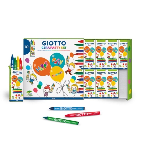 SET DE 10 CAJAS DE 4 CERAS DE COLORES GIOTTO PARTY