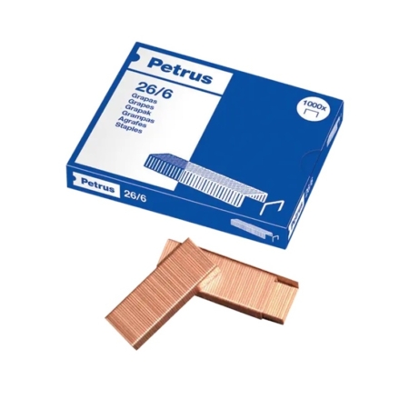 Caja de 1000 grapas cobreadas Petrus 26/6