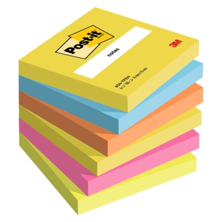 Pack de 6 tacos de notas adhesivas Post-it 654 neón 76 x 76 mm
