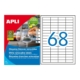 CAJA DE 100 HOJAS DE ETIQUETAS ADHESIVAS BLANCAS REMOVIBLES APLI 48,5 X 16,9 MM 3053