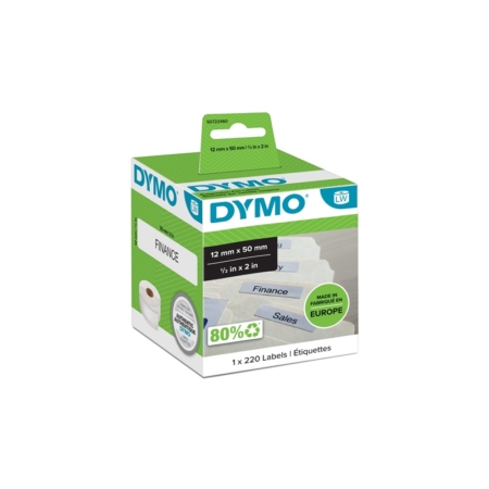 Rollo de etiquetas Dymo para carpetas colgantes 50 x 12 mm