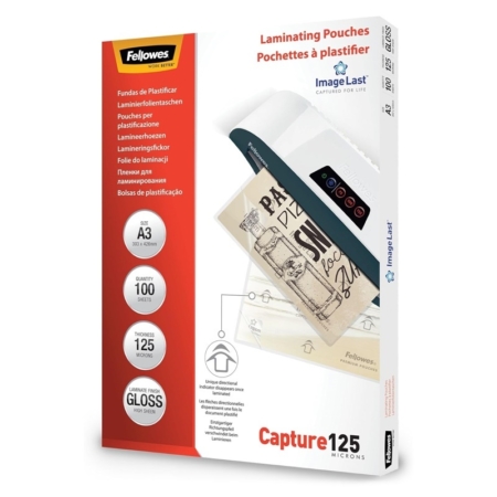 Caja de 100 fundas de plastificar A3 de 125 μ Fellowes