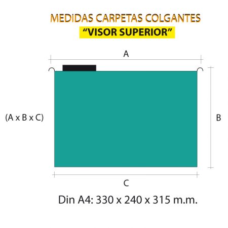 Paquete de 25 carpetas colgantes Tiki kraft A4 con varilla metálica y visor superior largo Elba