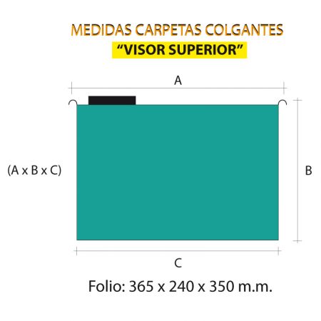 Paquete de 50 carpetas colgantes kraft Fº con varilla metálica y visor superior largo Grafoplas