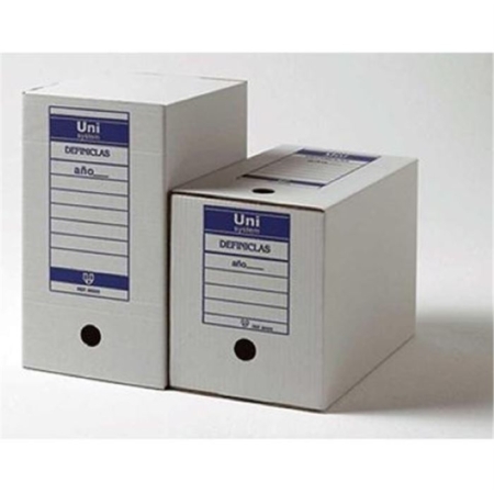 Caja de cartón blanco Fº para archivo definitivo con lomo de 100 mm Definiclas