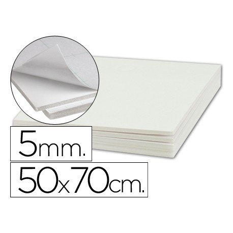 Plancha de cartón pluma blanco de 50 x 70 cm con grosor de 5 mm