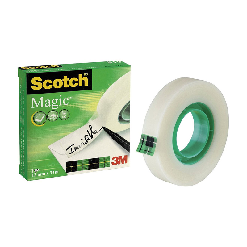 Cinta adhesiva invisible Scotch Magic en caja individual 12mm x 33m