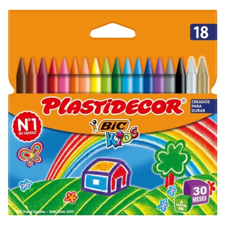 Caja de 18 ceras de colores Plastidecor