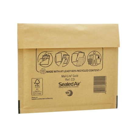 Paquete de 10 bolsas acolchadas kraft para CD Sam