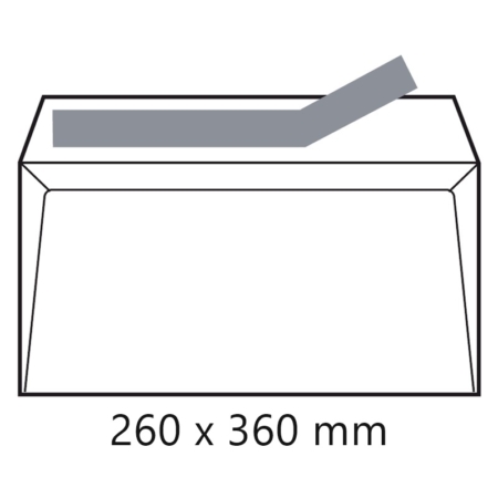 Caja de 250 sobres blancos autoadhesivos con tira de silicona Fº prolongado - 260 x 360 mm Sam