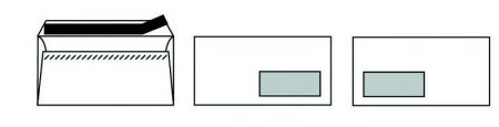 Caja de 500 sobres americanos Offset blancos autoadhesivos con ventana izquierda Sam