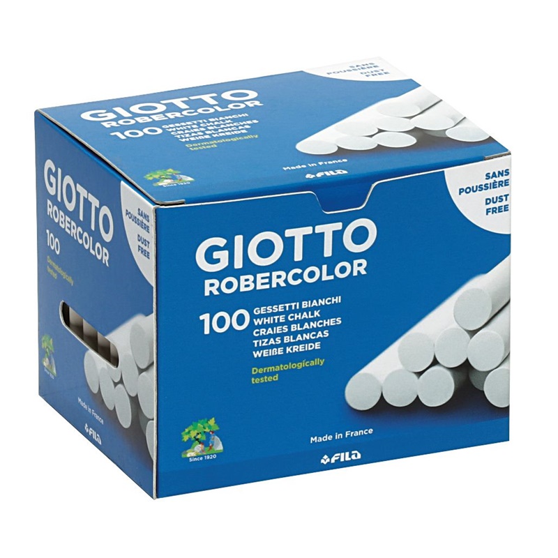 Caja de 100 tizas blancas para pizarra Giotto Robercolor