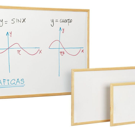 Pizarra económica blanca con marco de madera de pino de 40 x 60 cm Faibo