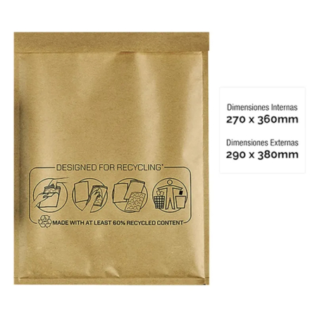 Paquete de 10 bolsas acolchadas kraft Nº18 270 x 360 mm