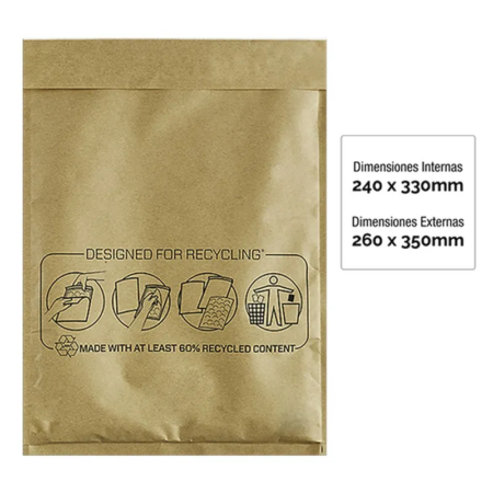 Paquete de 10 bolsas acolchadas kraft Nº17 240 x 330 mm
