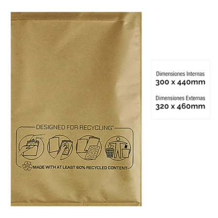 Paquete de 10 bolsas acolchadas kraft Nº19 300 x 440 mm