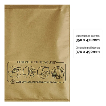 Paquete de 10 bolsas acolchadas kraft Nº20 350 x 470 mm