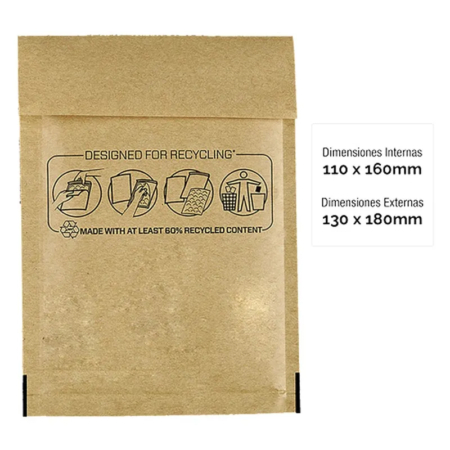 Paquete de 10 bolsas acolchadas kraft Nº11 110 x 160 mm