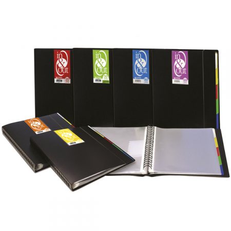 Carpeta de espiral en PP negro In&Out A4 con 30 fundas extraíbles Grafoplas