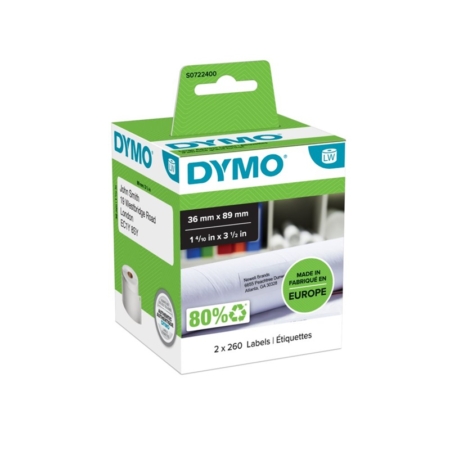 Pack de 2 rollos de etiquetas direcciones Dymo 89 x 36 mm