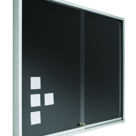 Vitrina de corcho tapizado en negro con puertas correderas de 60 x 80 cm Planning Sisplamo
