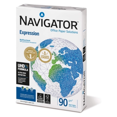 Paquete de 500 hojas de papel fotocopia DIN A4 Navigator Expression 90 grs