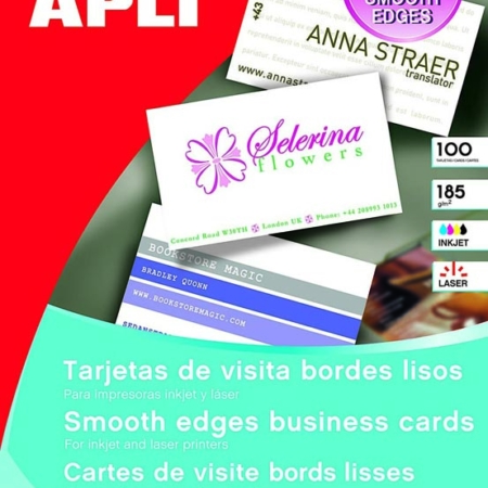 TARJETAS VISITA DE 89x51 mm APLI 10609 (BLÍSTER DE 100 UNIDADES)