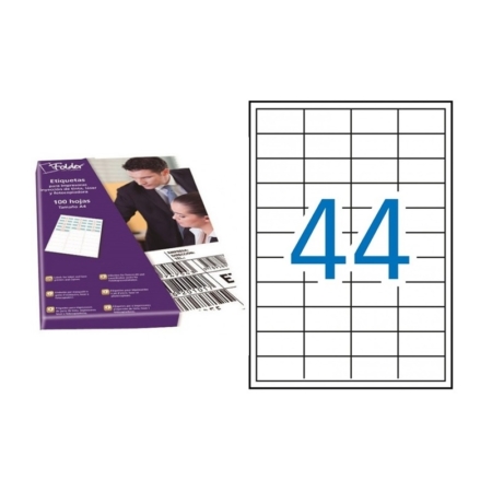 Caja de 100 hojas de etiquetas adhesivas blancas permanentes Folder 48,5 x 25,4 mm