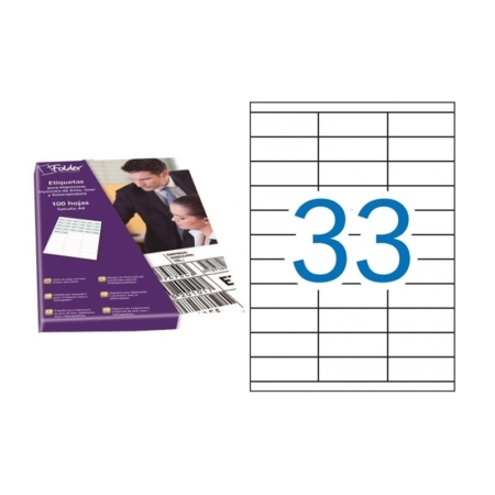 Caja de 100 hojas de etiquetas adhesivas blancas permanentes Folder 70 x 25,4 mm