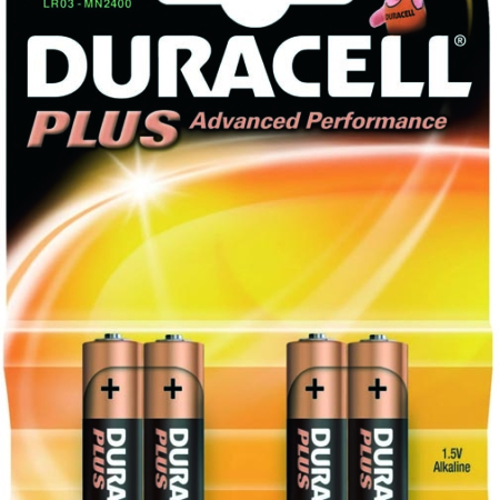 Blíster de 4 pilas alcalinas LR03 (AAA) de 1,5V Duracell Plus Power