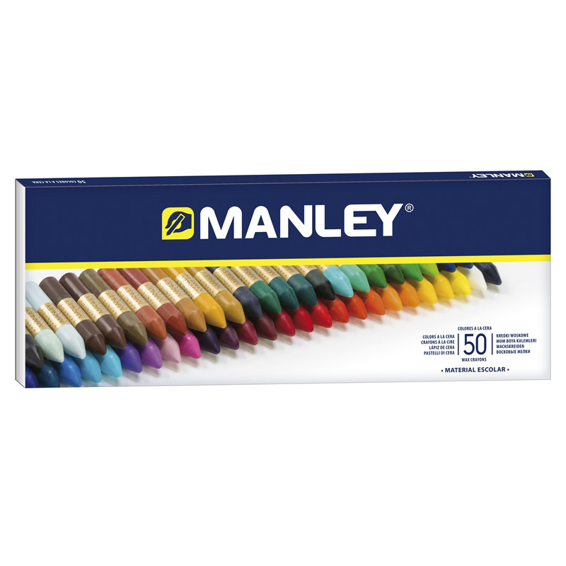 Estuche de 50 ceras blandas de colores manley - Material de oficina,  escolar y papelería