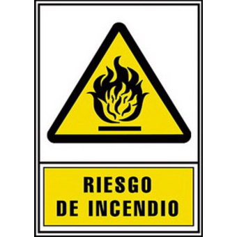 SEÑAL PVC AMARILLO 210x297 RIESGO INCENDIO