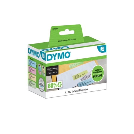 Pack de 4 rollos de etiquetas de dirección Dymo 89 x 28 mm