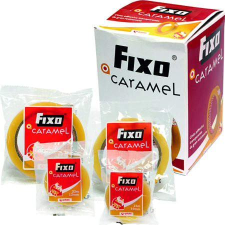 Cinta adhesiva Fixo Caramel transparente 12 mm x 33m