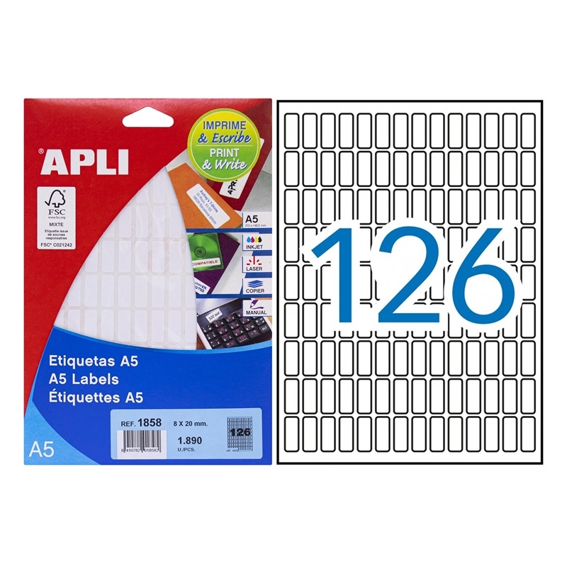 APLI Labels A5 Print&Write 8 x 12mm APLI Labels A5 Print&Write 8 x 12mm