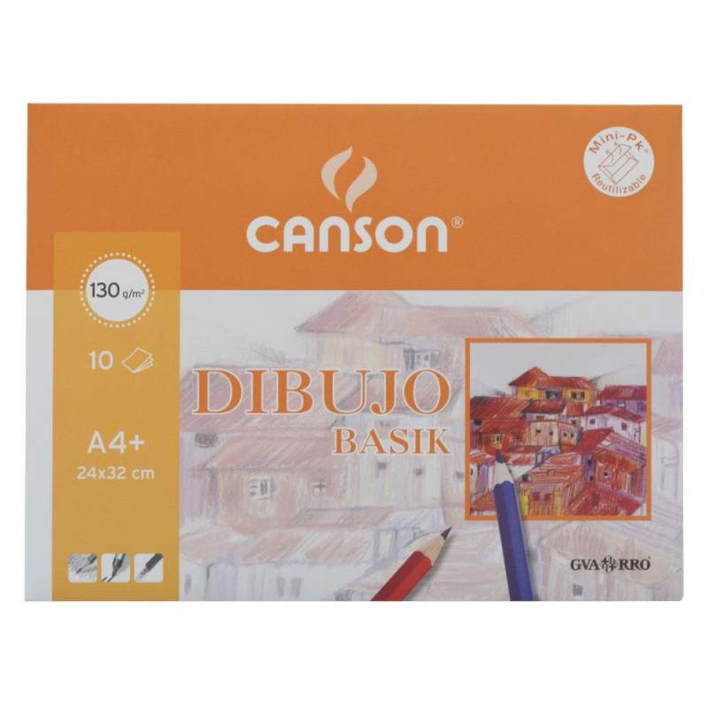 Paquete de 10 láminas de dibujo sin recuadro A3+ de 130 grs/m² Canson