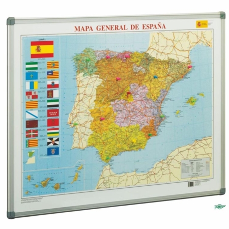 MAPA ESPAÑA AUTONÓMICO MARCO ALUMINIO 72*93