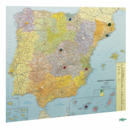 MAPA ESPAÑA Y PORTUGAL VITRIFICADO MARCO ALUMINIO 103*129