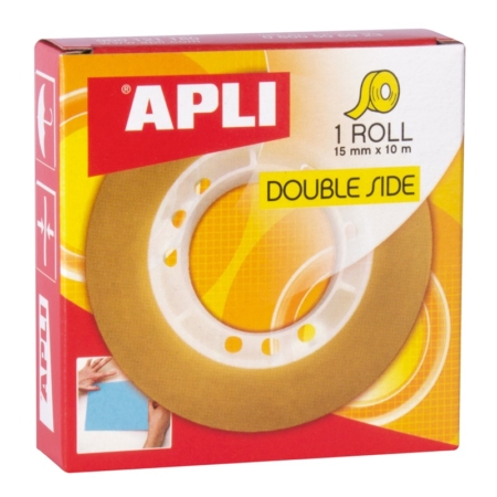 Cinta adhesiva transparente de doble cara Apli 15 mm x 10m