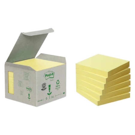 Caja de 6 tacos de notas adhesivas recicladas Post-it 654 76 x 76 mm
