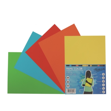 Paquete de 100 hojas de papel A4 surtido 5 colores intensos