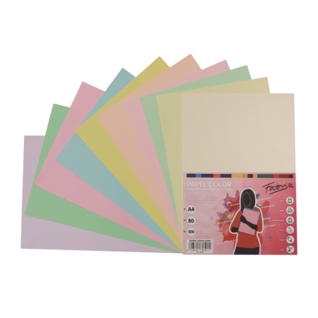 Paquete de 100 hojas de papel A4 surtido 10 colores suaves