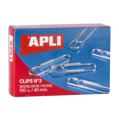 Caja de 100 clips niquelados Apli 40 mm nº 3
