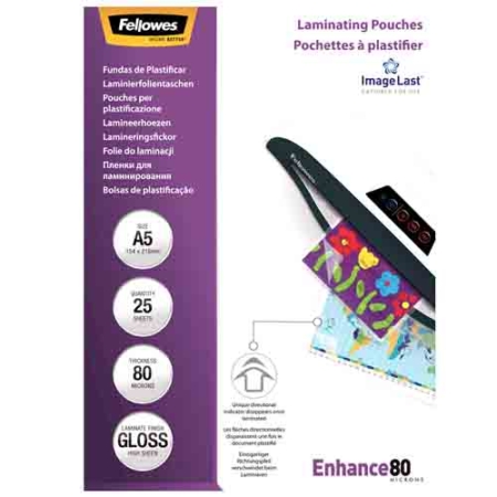 Pack de 25 fundas de plastificar A5 de 80 μ Fellowes