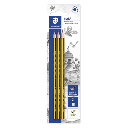 Blíster de 3 lápices de grafito triangulares Staedtler Noris 118 HB